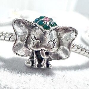 Silver‎ Elephant Bead European Charm fits PANDORA